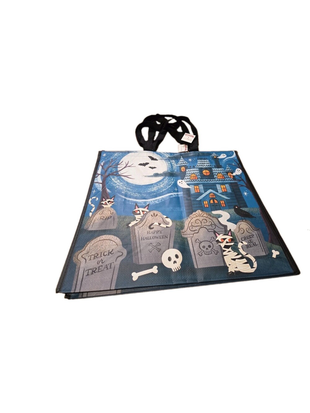 2 Halloween Tote Bag Haunted House Mummy Cat Graveyard